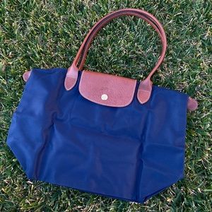 Longchamp Le Pliage small navy blue tote